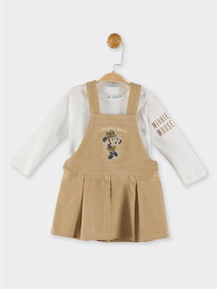 Minnie Mouse Lisanslı Bebek Kadife Elbise Takım 20033
