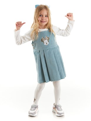 Minnie Mouse Lisanslı Çocuk Kadife Elbise Takım 20180