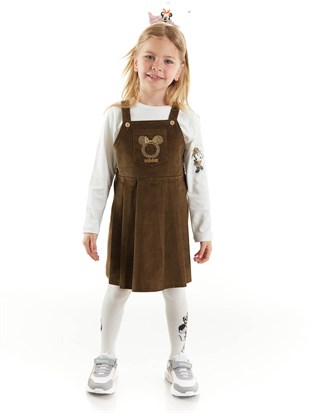 Minnie Mouse Lisanslı Çocuk Kadife Elbise Takım 20191