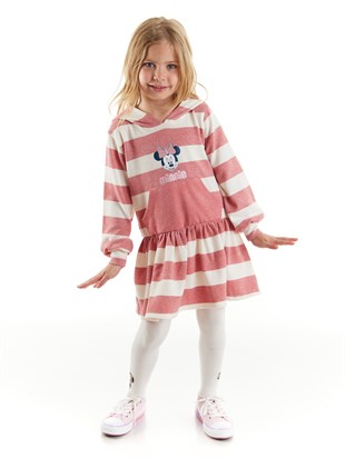 Minnie Mouse Lisanslı Çocuk Kapüşonlu Elbise 20185