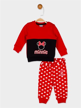 Minnie Mouse Lisanslı Kız Bebek Sweatshirt ve Puantiyeli Alt 2'li Takım 20000